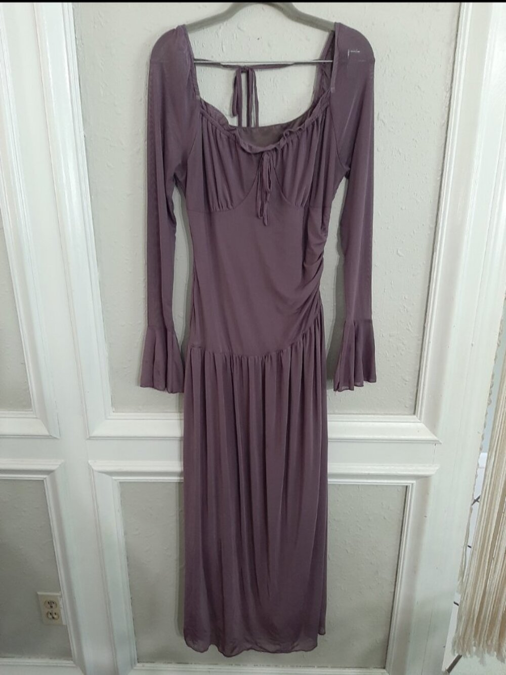 Milkmaid Renaissance renfaire medieval maxi dress dusty lavender layering large